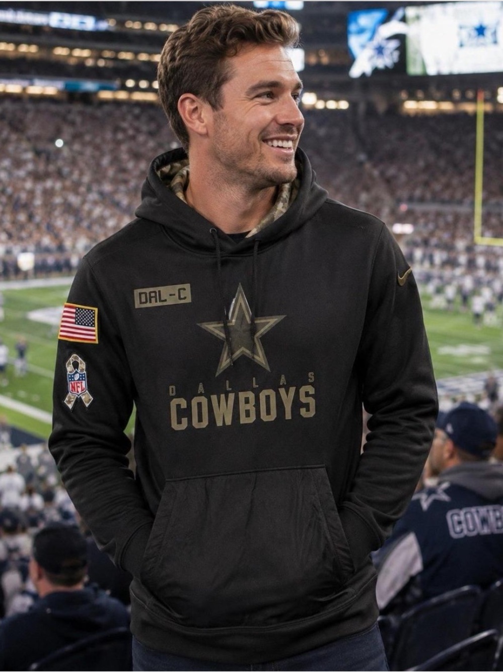 NFL Salute to Service Dallas Cowboys Black Pullover Hoodie Star Logo Small Uni
